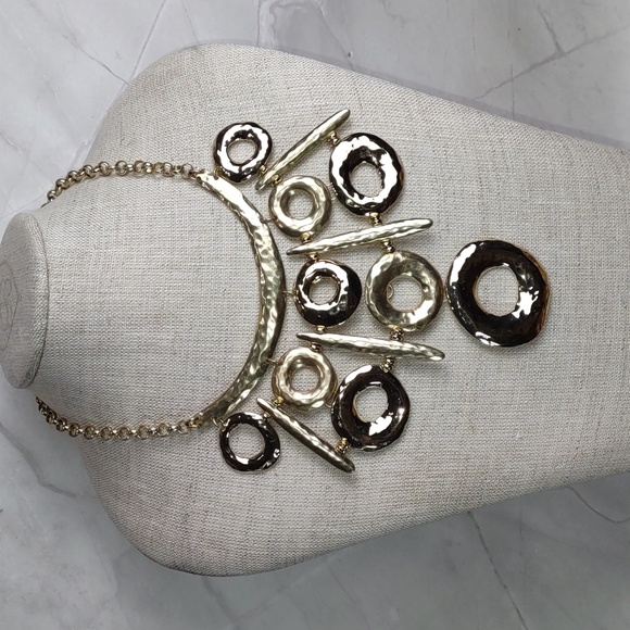 Chico's Hammered Goldtone Collar Necklace - Picture 1 of 5